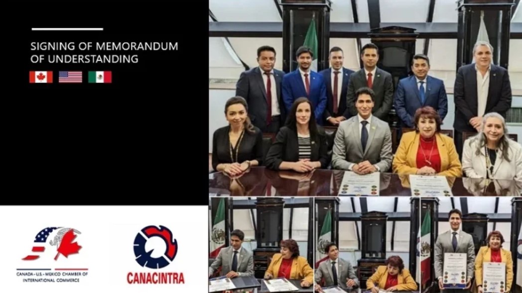 Firma de un memorándum de entendimiento entre la Cámara Nacional de la Industria de Transformación (CANACINTRA) y la Cámara de Comercio Internacional Canadá-Estados Unidos- México (CUSMEX)